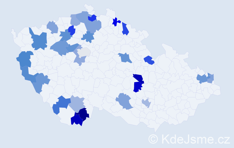 Jméno: 'Štefánie', počet výskytů 39 v celé ČR