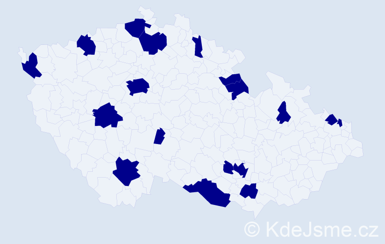 Jméno: 'Miriama', počet výskytů 18 v celé ČR