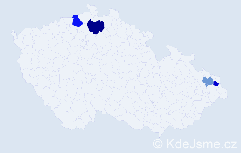 Jméno: 'Tereza Daniela', počet výskytů 4 v celé ČR