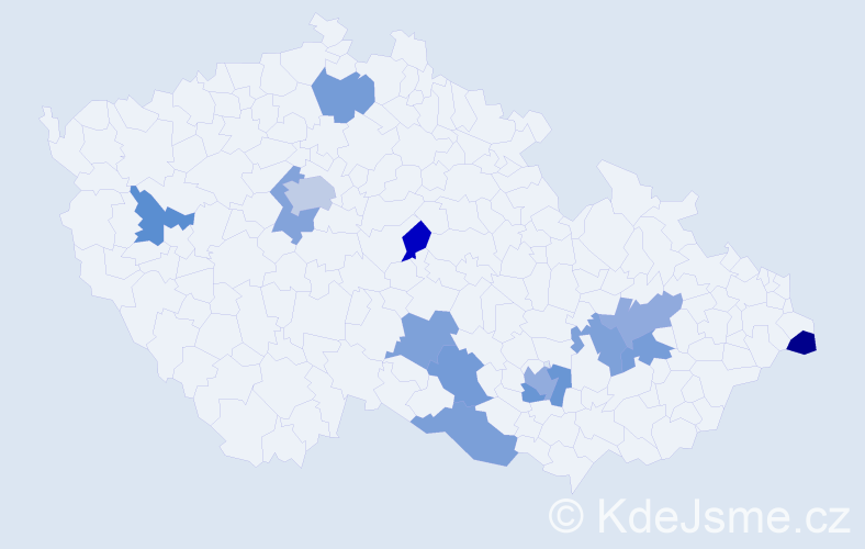 Jméno: 'Janika', počet výskytů 17 v celé ČR