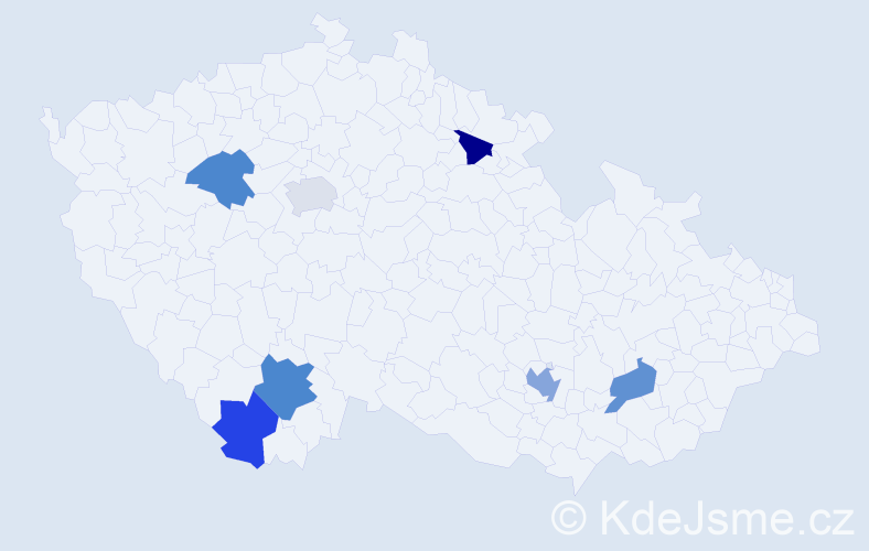 Jméno: 'Daniel Patrick', počet výskytů 9 v celé ČR