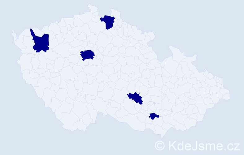 Jméno: 'Gediminas', počet výskytů 5 v celé ČR