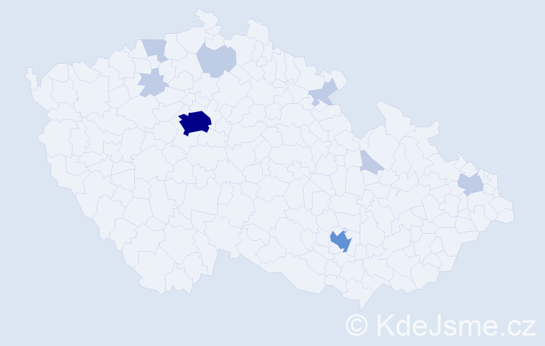 Jméno: 'Mina', počet výskytů 20 v celé ČR