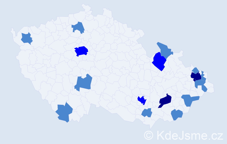 Jméno: 'Metod', počet výskytů 24 v celé ČR
