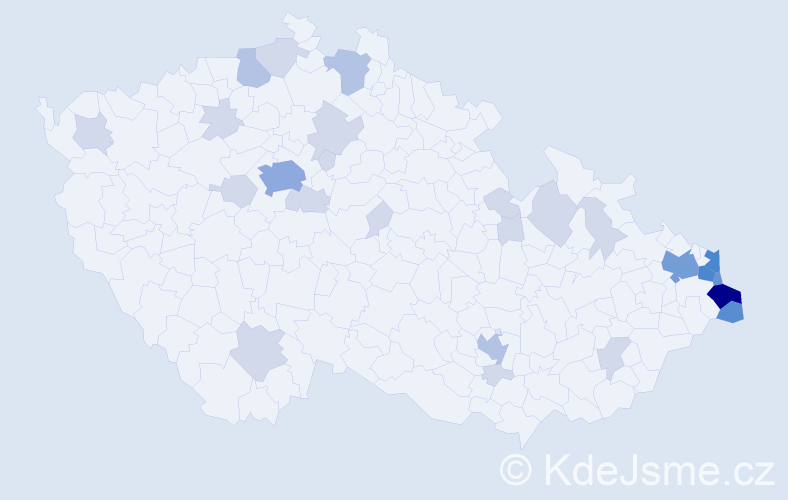 Jméno: 'Mariola', počet výskytů 74 v celé ČR