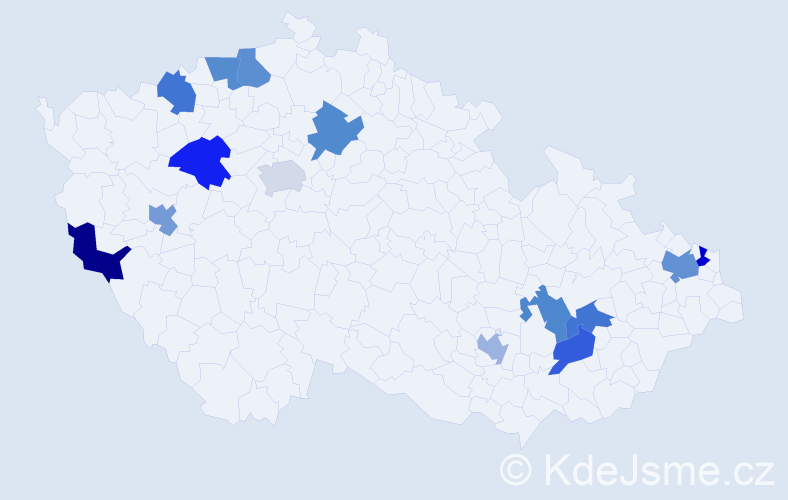 Jméno: 'Esmeralda', počet výskytů 15 v celé ČR