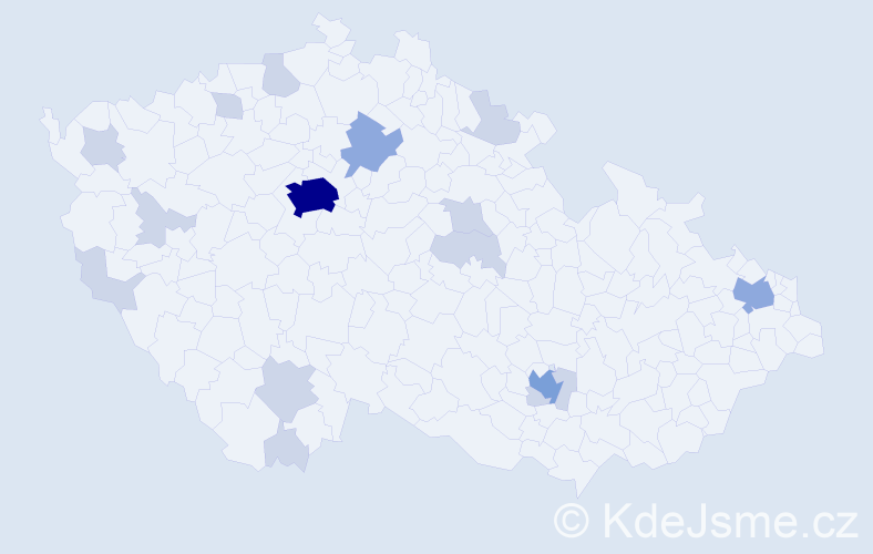 Jméno: 'Mauro', počet výskytů 33 v celé ČR