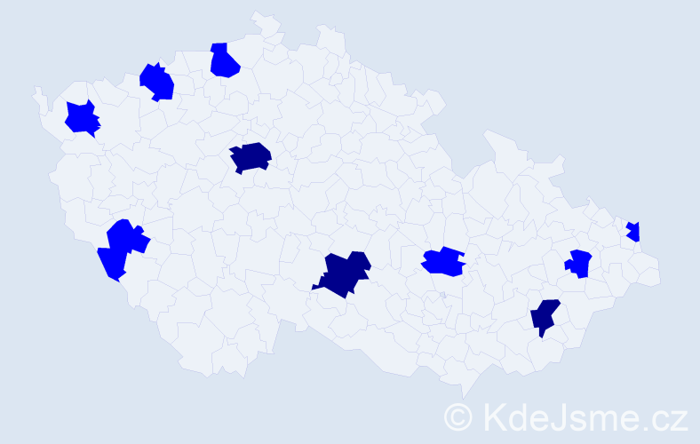 Jméno: 'Jordán', počet výskytů 13 v celé ČR