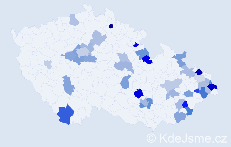 Jméno: 'Bernadeta', počet výskytů 53 v celé ČR