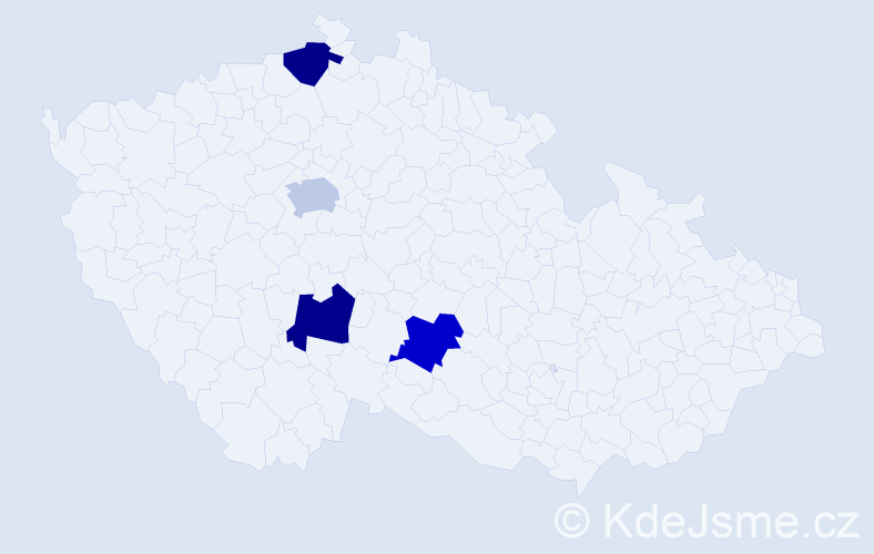 Jméno: 'Max Jan', počet výskytů 4 v celé ČR