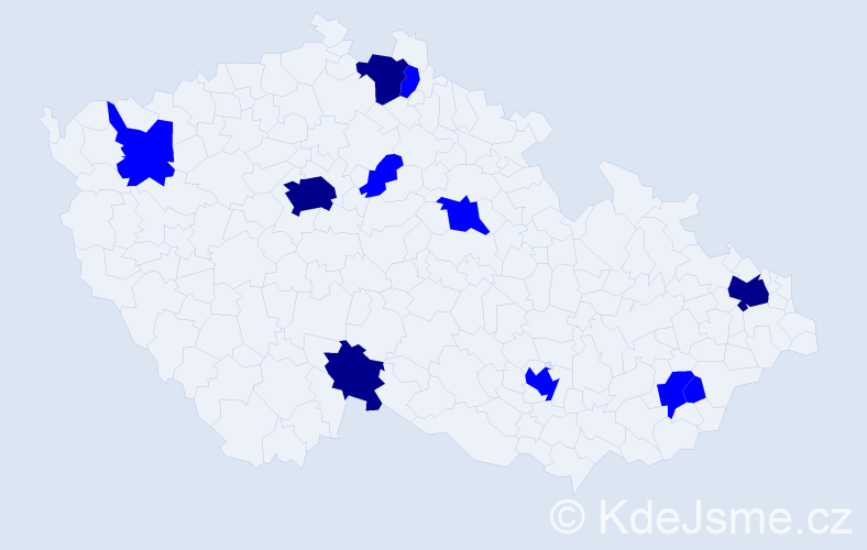 Jméno: 'Mileva', počet výskytů 15 v celé ČR