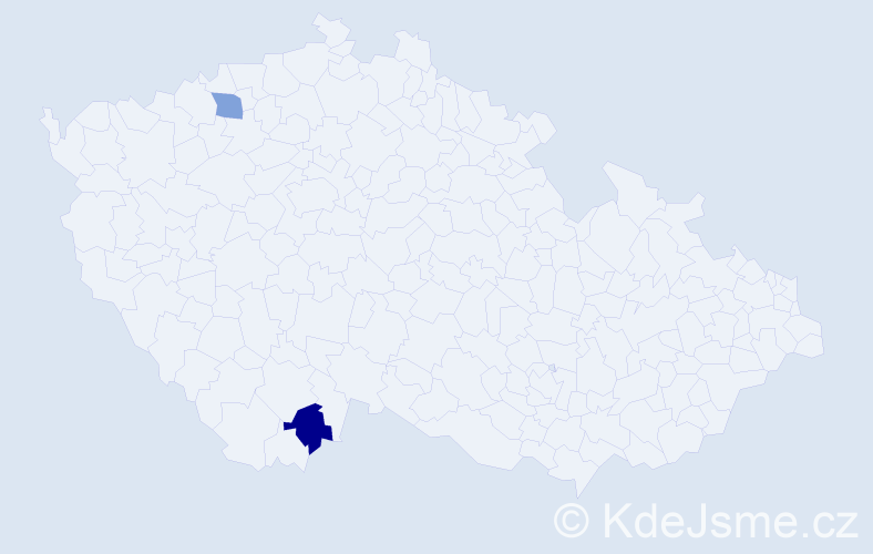 Jméno: 'Dobrin', počet výskytů 2 v celé ČR