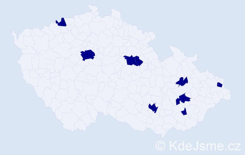 Jméno: 'Antal', počet výskytů 9 v celé ČR