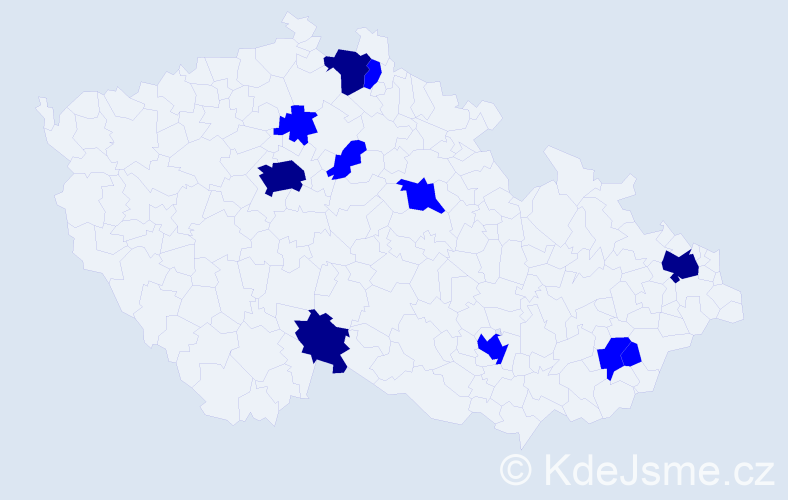 Jméno: 'Mileva', počet výskytů 15 v celé ČR