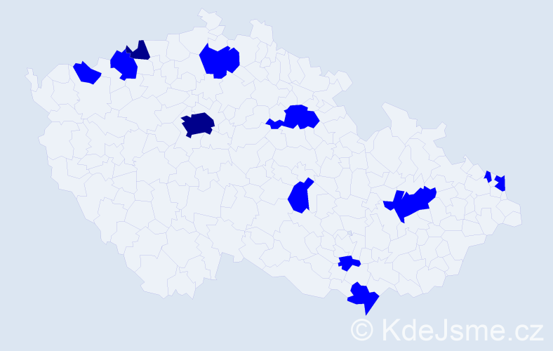 Jméno: 'Tomaš', počet výskytů 14 v celé ČR