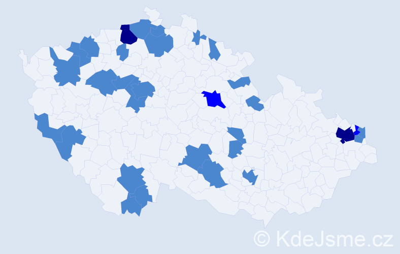Jméno: 'Štefánie', počet výskytů 37 v celé ČR
