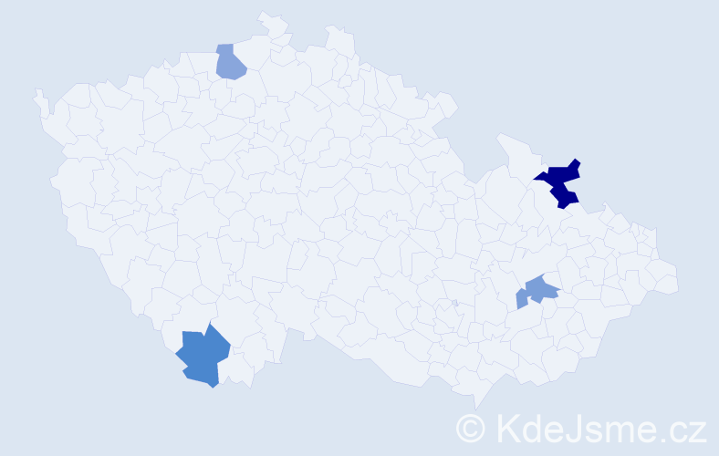 Jméno: 'Jakub Ondřej', počet výskytů 5 v celé ČR