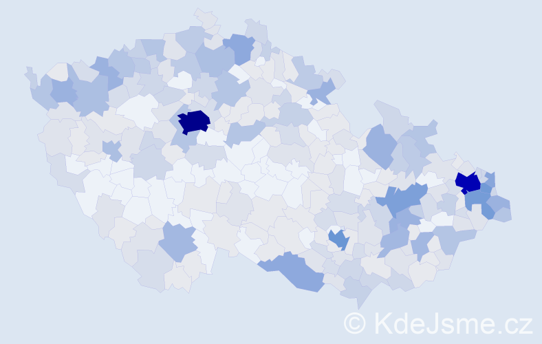 Jméno: 'Emilia', počet výskytů 705 v celé ČR