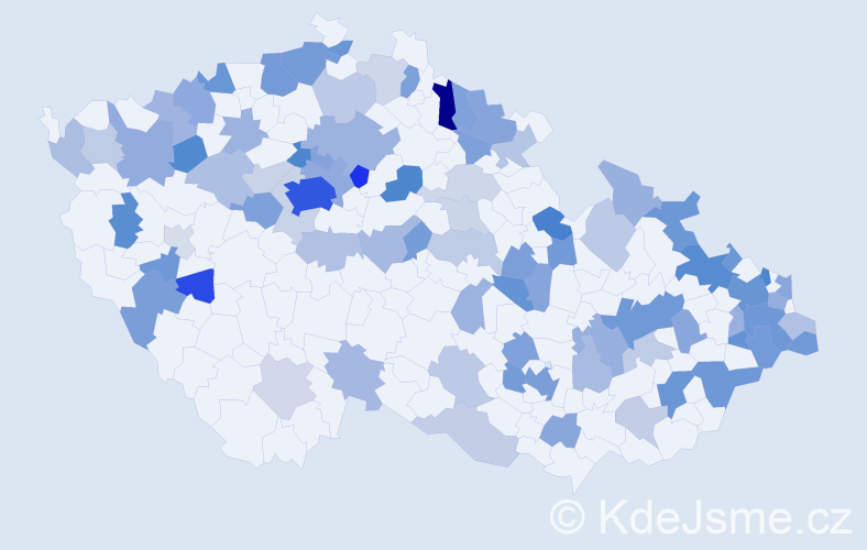 Jméno: 'Olivie', počet výskytů 190 v celé ČR