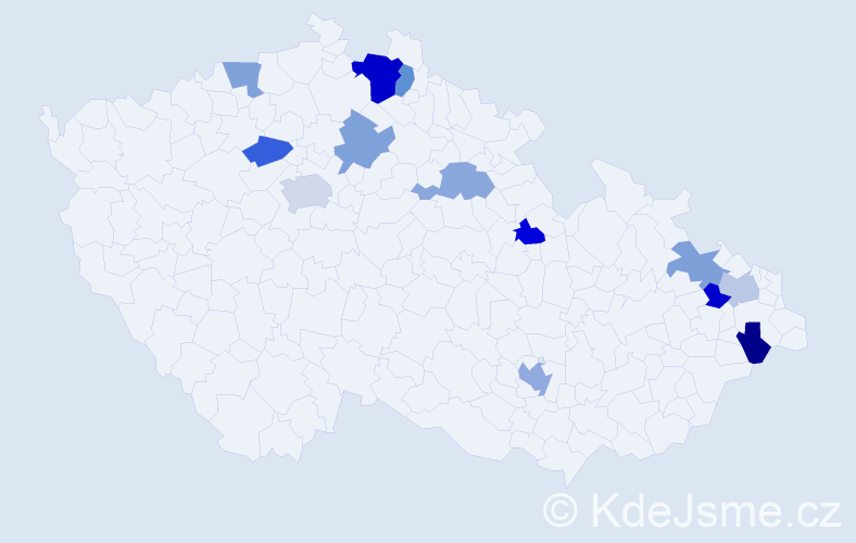 Jméno: 'Jarmilka', počet výskytů 18 v celé ČR