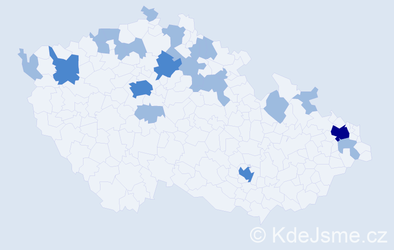 Jméno: 'Evička', počet výskytů 34 v celé ČR