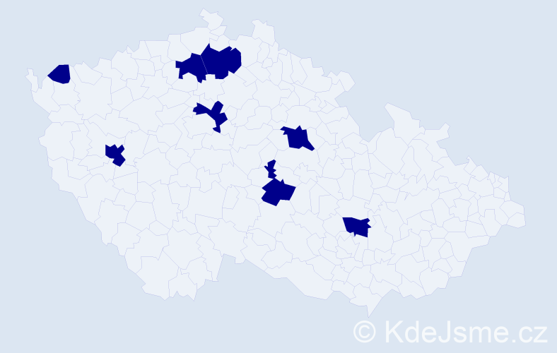 Jméno: 'Odontuya', počet výskytů 8 v celé ČR