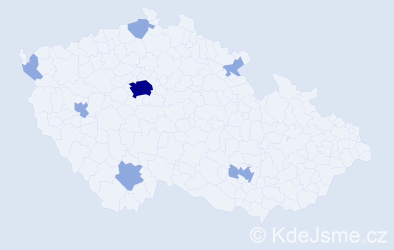 Jméno: 'Yasemin', počet výskytů 12 v celé ČR