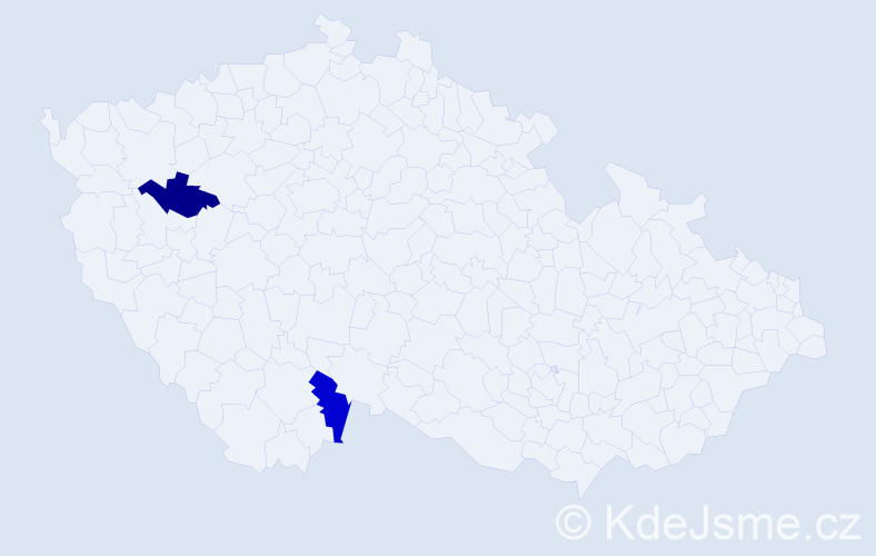Jméno: 'Nikola Eva', počet výskytů 2 v celé ČR