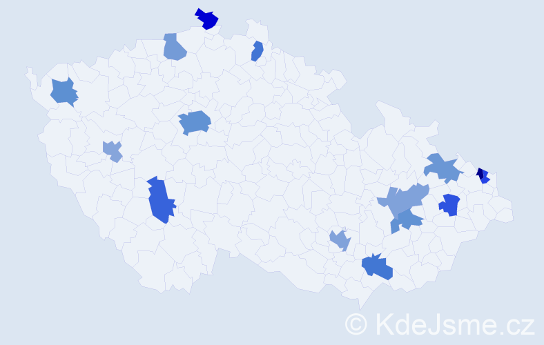 Jméno: 'Florentina', počet výskytů 24 v celé ČR