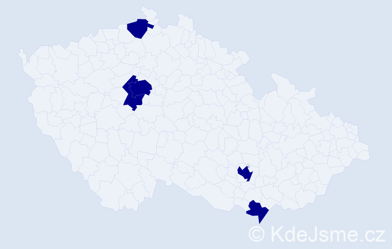 Jméno: 'António', počet výskytů 5 v celé ČR