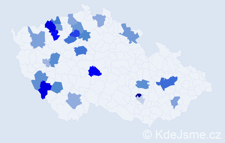 Jméno: 'Valeri', počet výskytů 46 v celé ČR