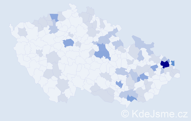 Jméno: 'Justína', počet výskytů 130 v celé ČR