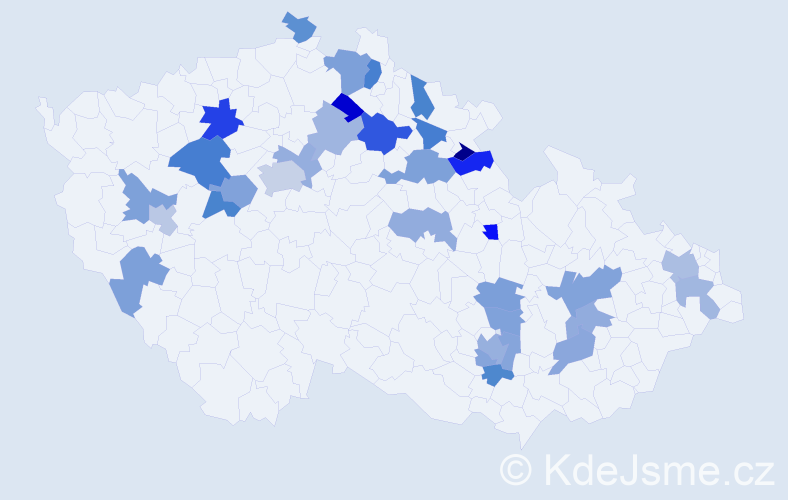 Jméno: 'Ivuška', počet výskytů 45 v celé ČR