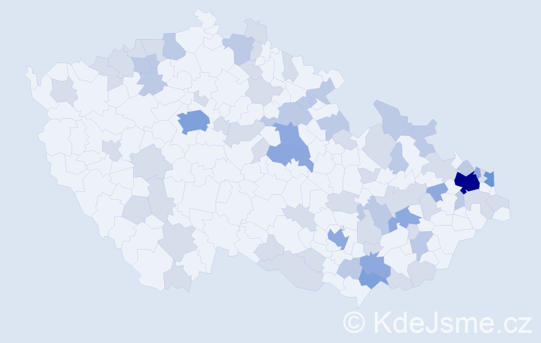 Jméno: 'Justína', počet výskytů 131 v celé ČR