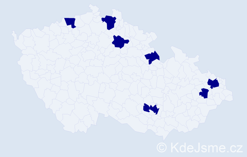 Jméno: 'Danička', počet výskytů 8 v celé ČR
