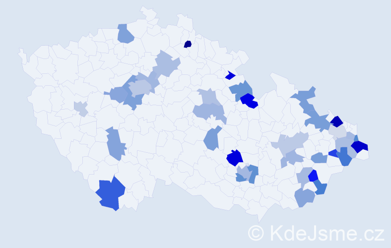Jméno: 'Bernadeta', počet výskytů 55 v celé ČR