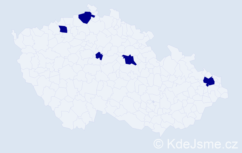 Jméno: 'Thanh Thanh', počet výskytů 5 v celé ČR