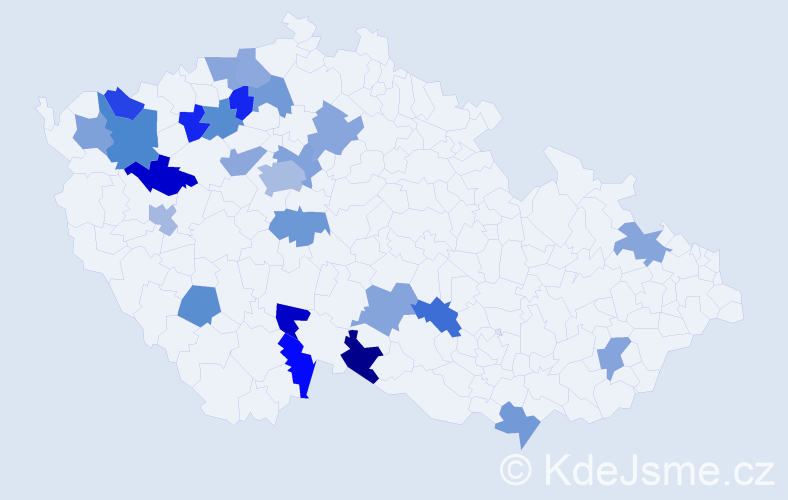 Jméno: 'Jan Karel', počet výskytů 30 v celé ČR