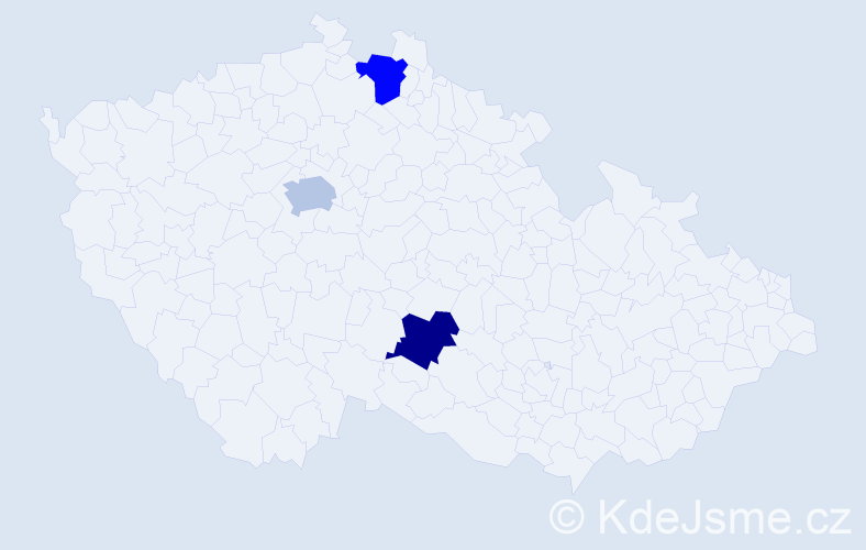 Jméno: 'Hanele', počet výskytů 3 v celé ČR