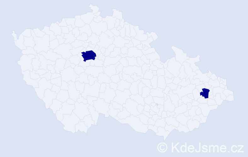 Jméno: 'Vesela', počet výskytů 2 v celé ČR