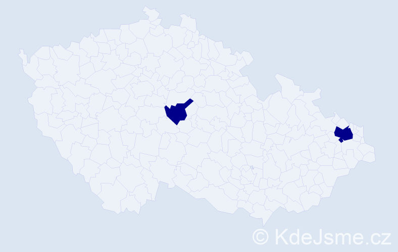 Jméno: 'The Hau', počet výskytů 2 v celé ČR