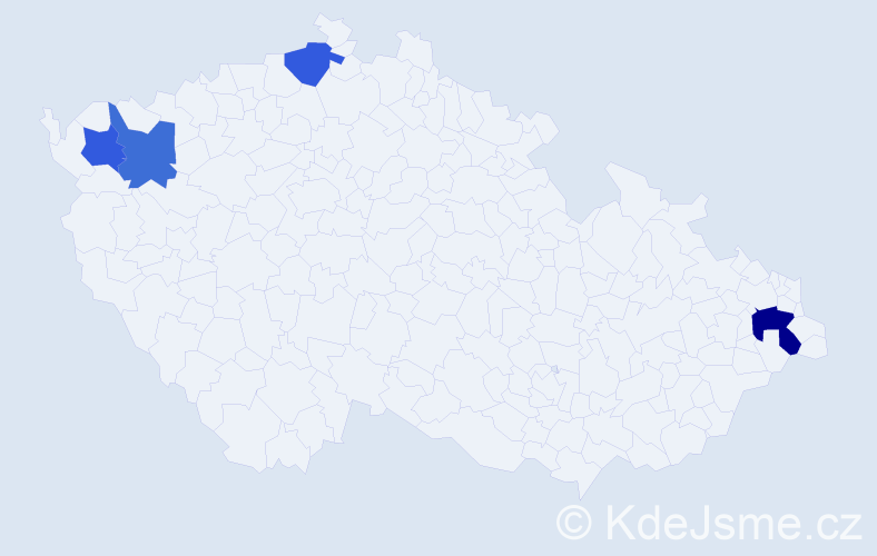 Jméno: 'Hartmut', počet výskytů 5 v celé ČR