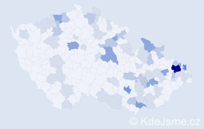 Jméno: 'Justína', počet výskytů 133 v celé ČR