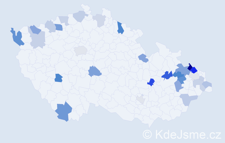 Jméno: 'Konrad', počet výskytů 45 v celé ČR