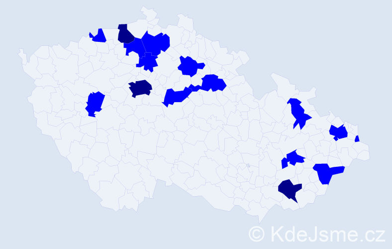Jméno: 'Jakub Daniel', počet výskytů 19 v celé ČR