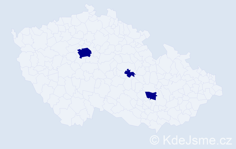 Jméno: 'Huda', počet výskytů 3 v celé ČR