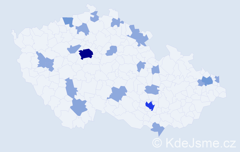 Jméno: 'Aisha', počet výskytů 42 v celé ČR