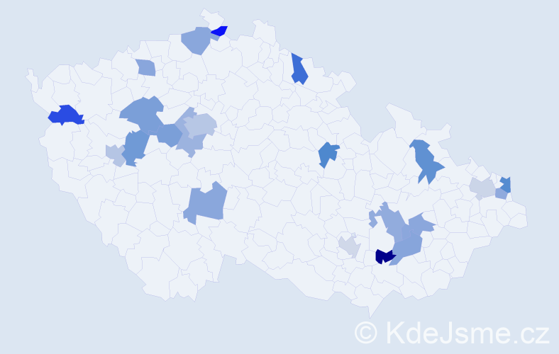 Jméno: 'Jeremy', počet výskytů 27 v celé ČR