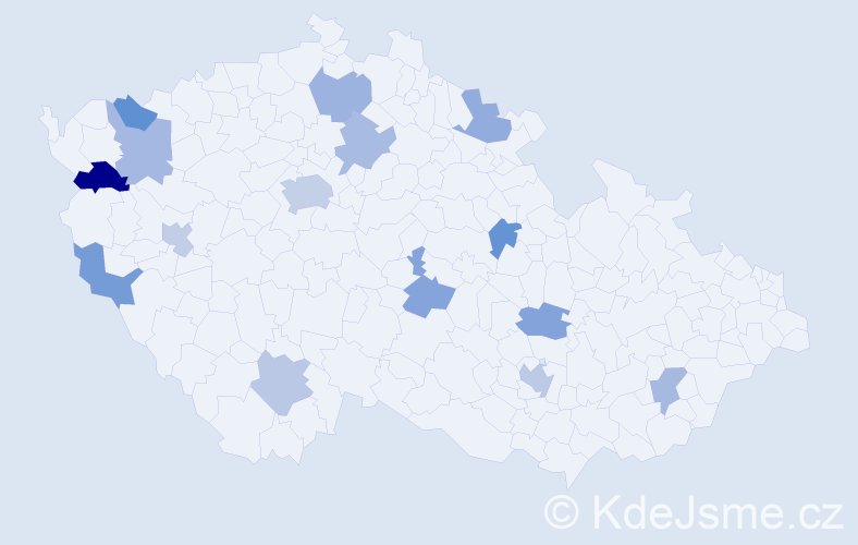 Jméno: 'Ksenija', počet výskytů 21 v celé ČR