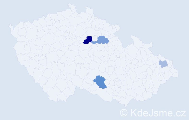 Jméno: 'Adelle', počet výskytů 4 v celé ČR